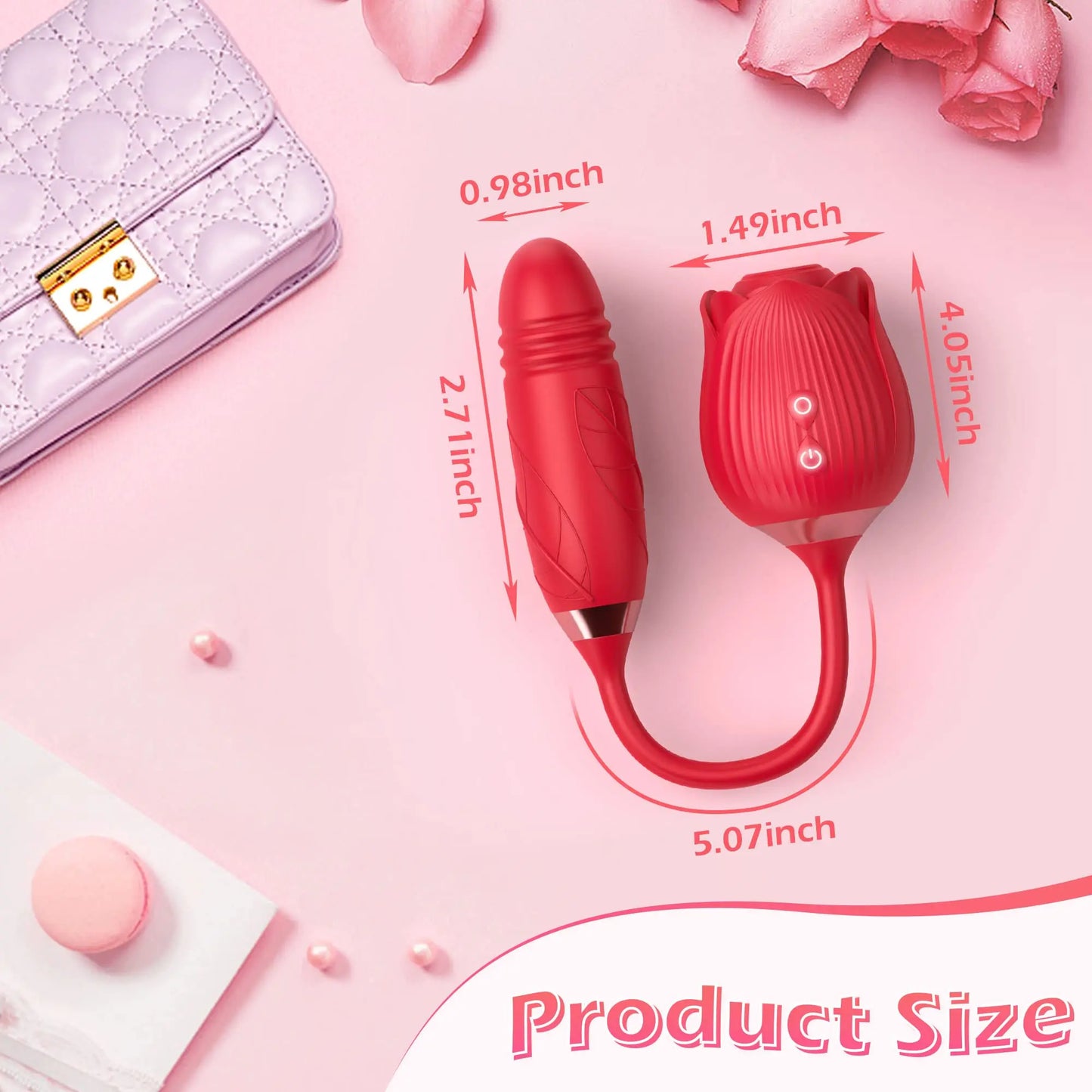 3 in 1 Rose Licking Thrusting Vibrator for Women