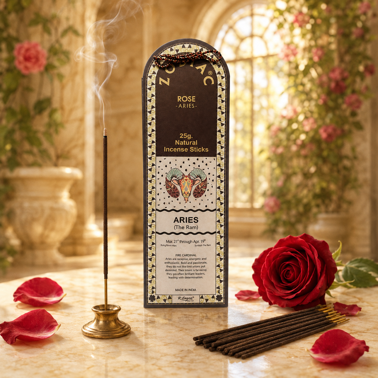 Song of India Aries Rose Zodiac Incense Sticks – 25g