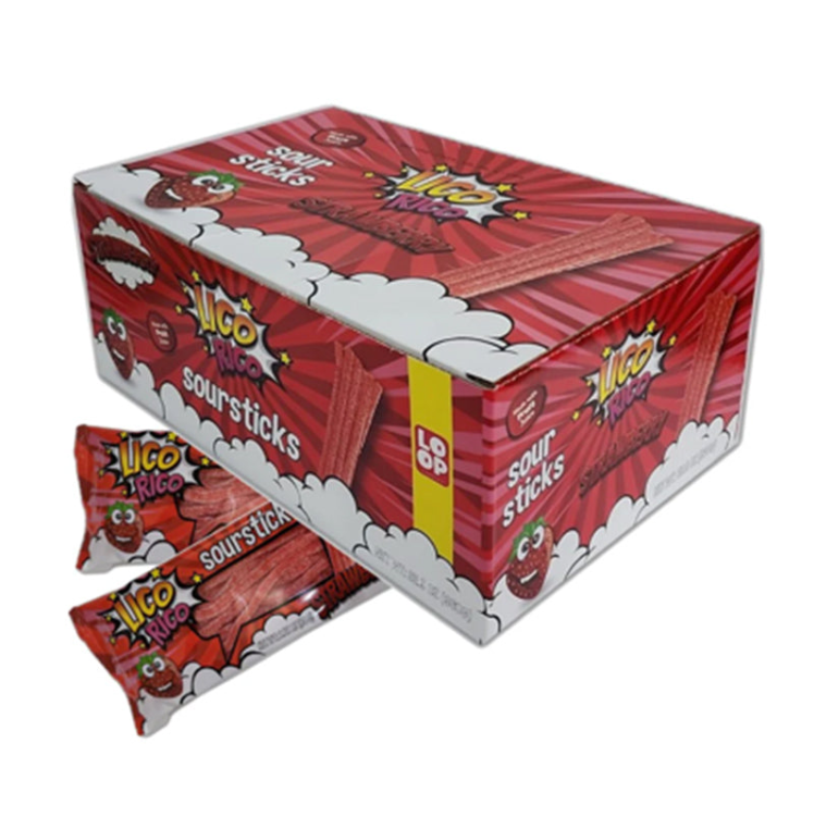 Lico Rico Strawberry Sour Stick 2.82oz (80g) 12ct