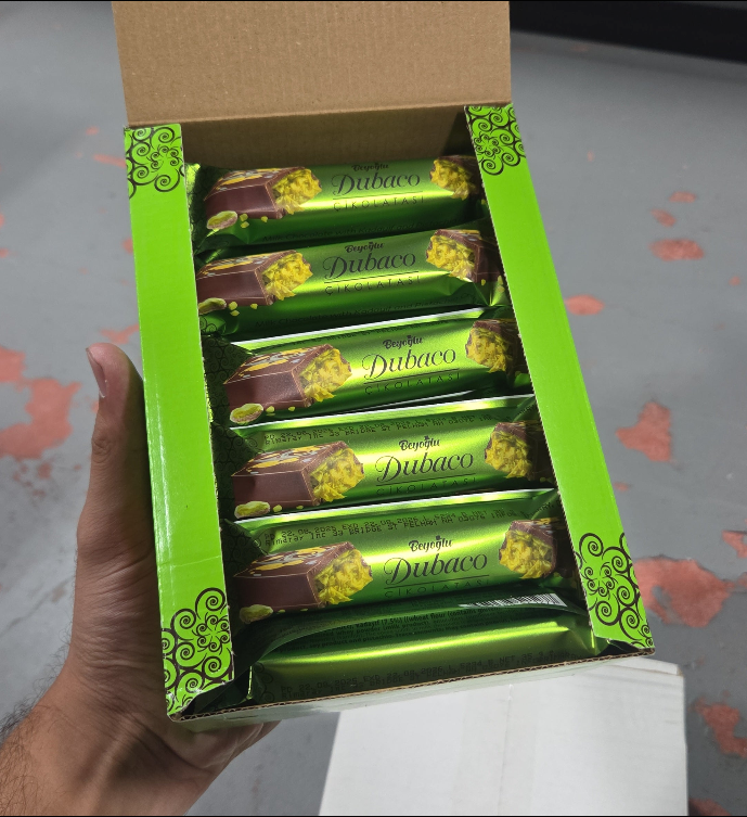 PREMIUM DUBAI CHOCOLATE MILK CHOCOLATE WITH PISTACHIO CREAM 24ct 35 GR