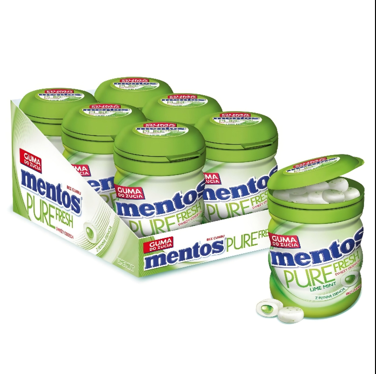 MENTOS GUM BOTTLE PURE FRESH LIME 6 PCS (60GR)