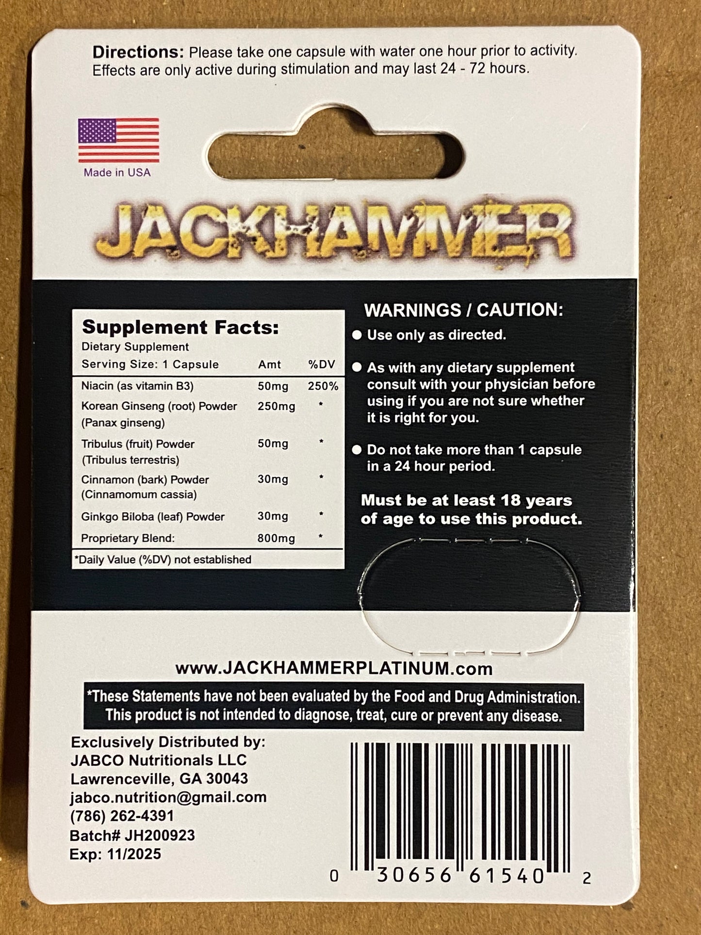 Jackhammer Male enhancement supplement