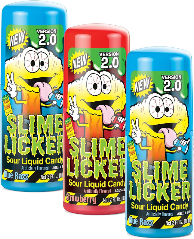 Slime Licker 2.0 Sour Liquid Candy Blue Razz & Strawberry 12pcs