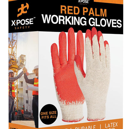 Work Gloves Red/White Palm 10ct