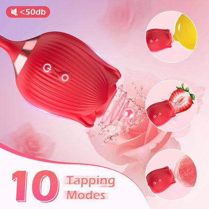3 in 1 Rose Licking Thrusting Vibrator for Women