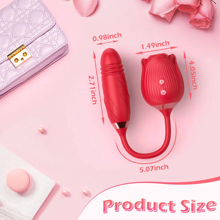 3 in 1 Rose Licking Thrusting Vibrator for Women
