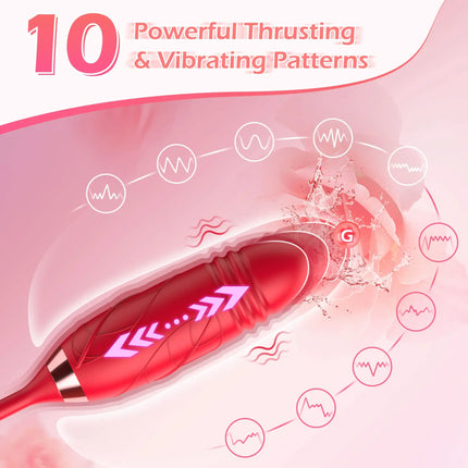 3 in 1 Rose Licking Thrusting Vibrator for Women