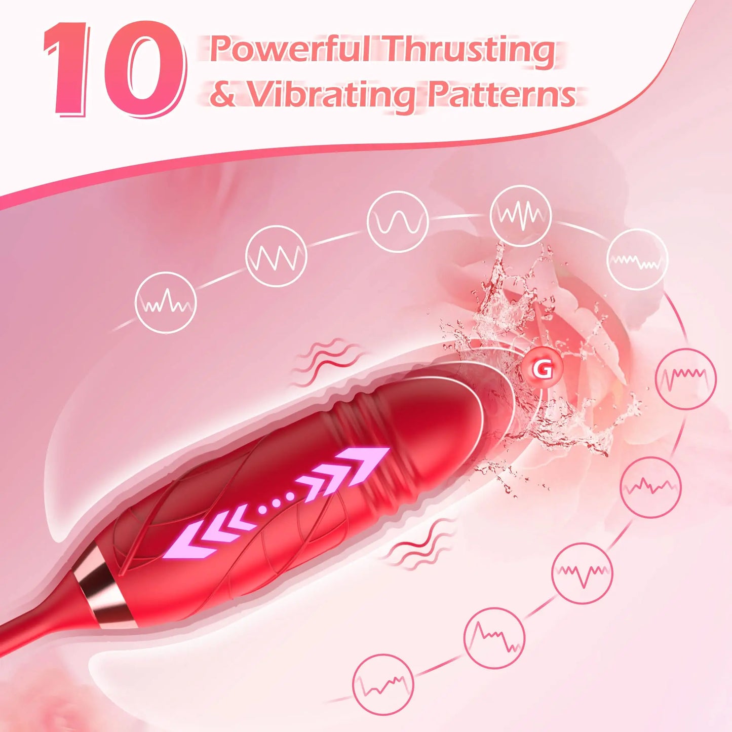 3 in 1 Rose Licking Thrusting Vibrator for Women