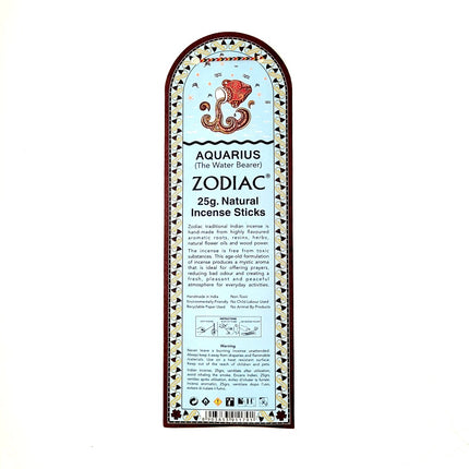 Song of India Aquarius Lotus Zodiac Incense Sticks 25g back