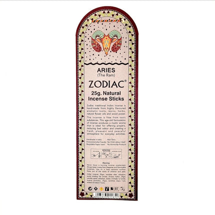 Song of India Aries Rose Zodiac Incense Sticks 25g back