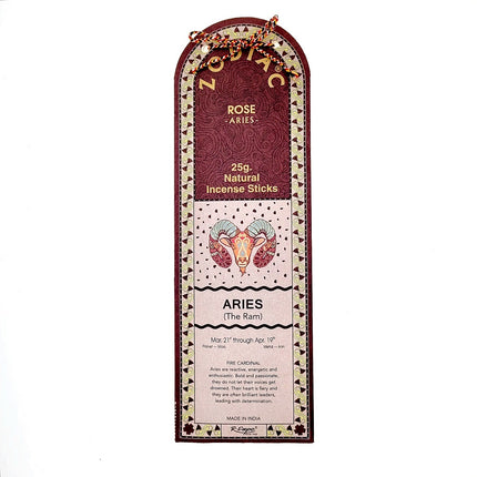 Song of India Aries Rose Zodiac Incense Sticks 25g