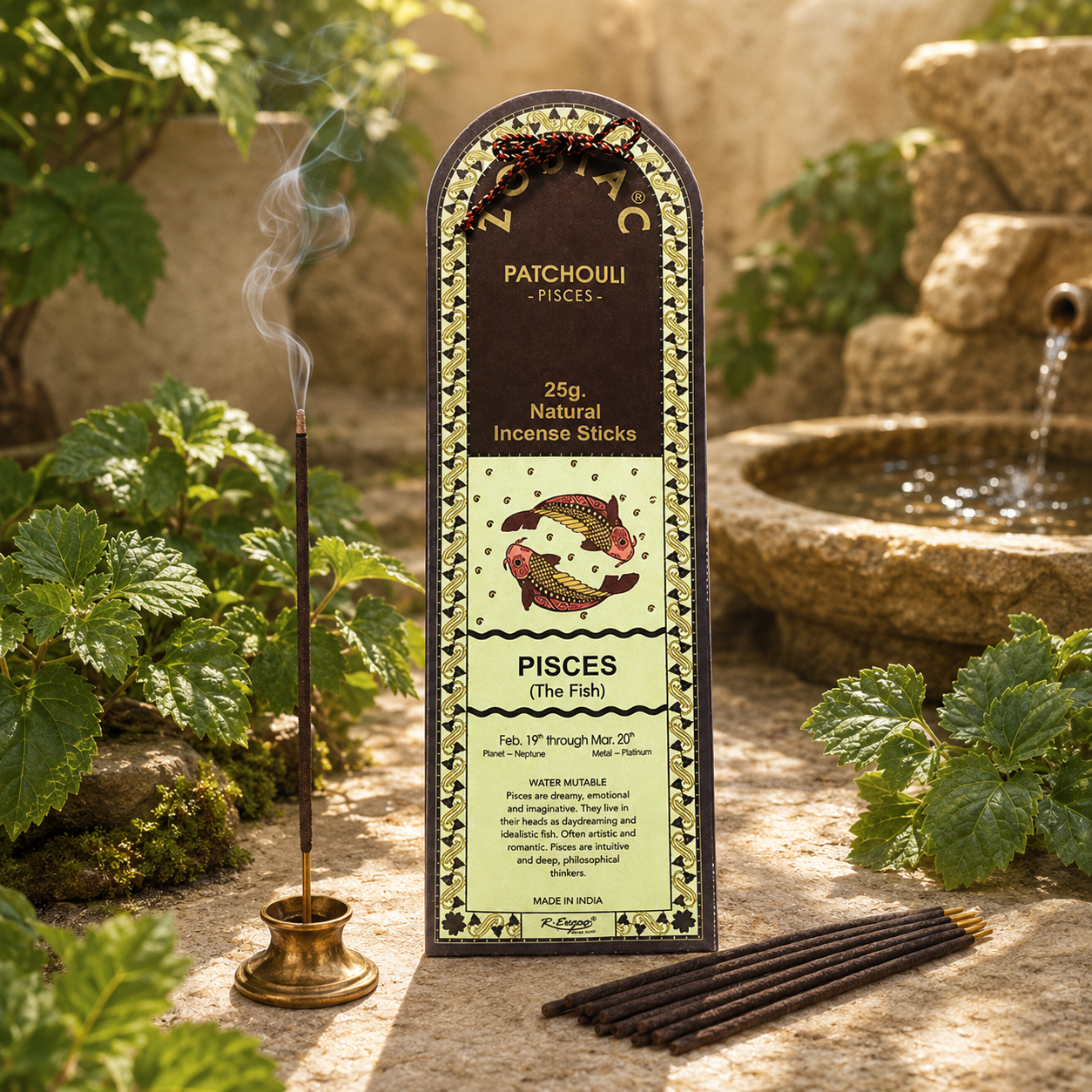 Title: Song of India Pisces Patchouli Zodiac Incense Sticks – 25g