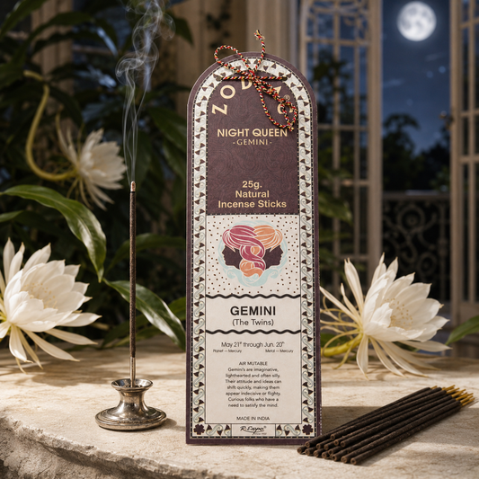 Title: Song of India Gemini Night Queen Zodiac Incense Sticks – 25g