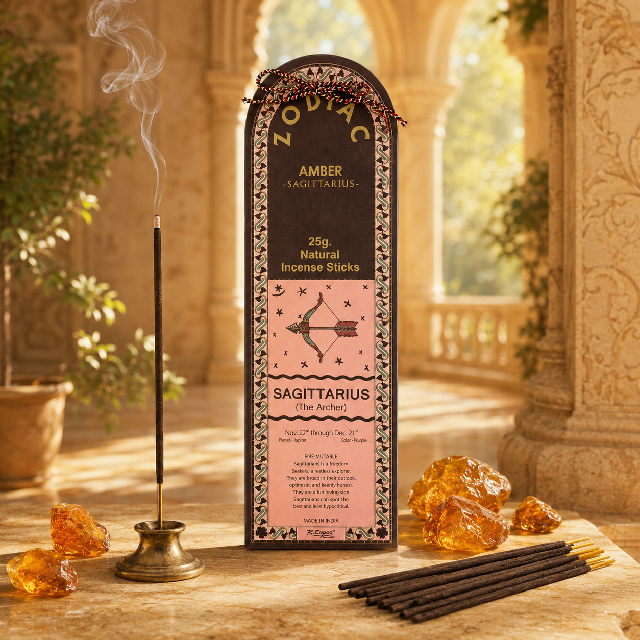 Song of India Sagittarius Amber Zodiac Incense Sticks – 25g