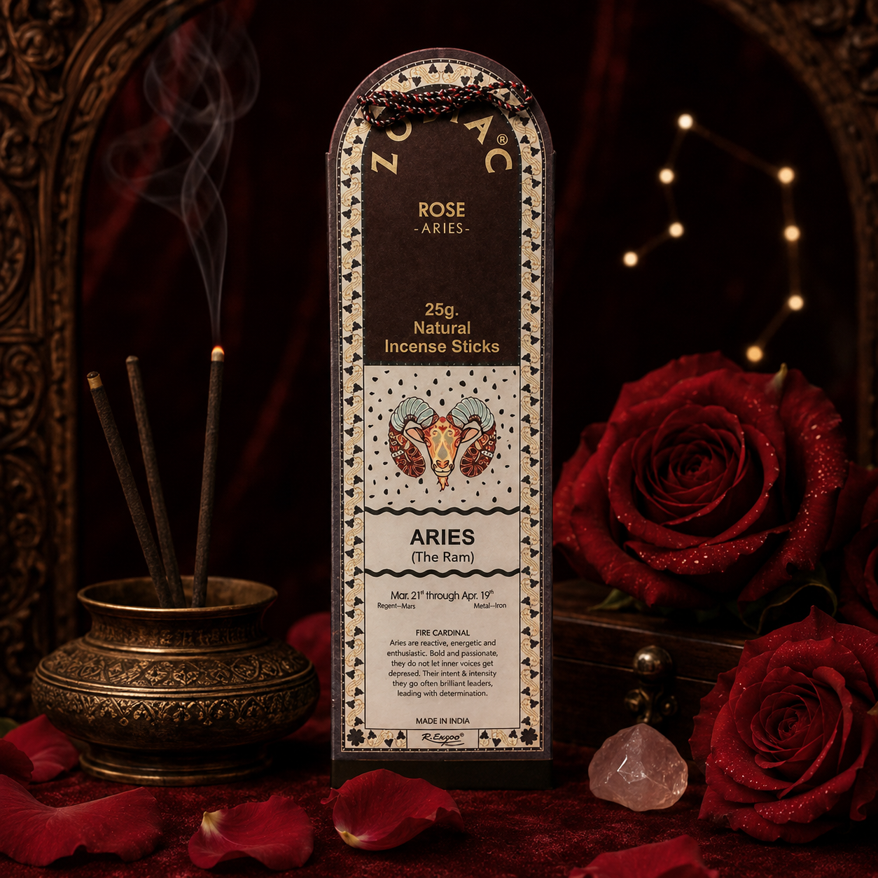 Song of India Aries Rose Zodiac Incense Sticks – 25g