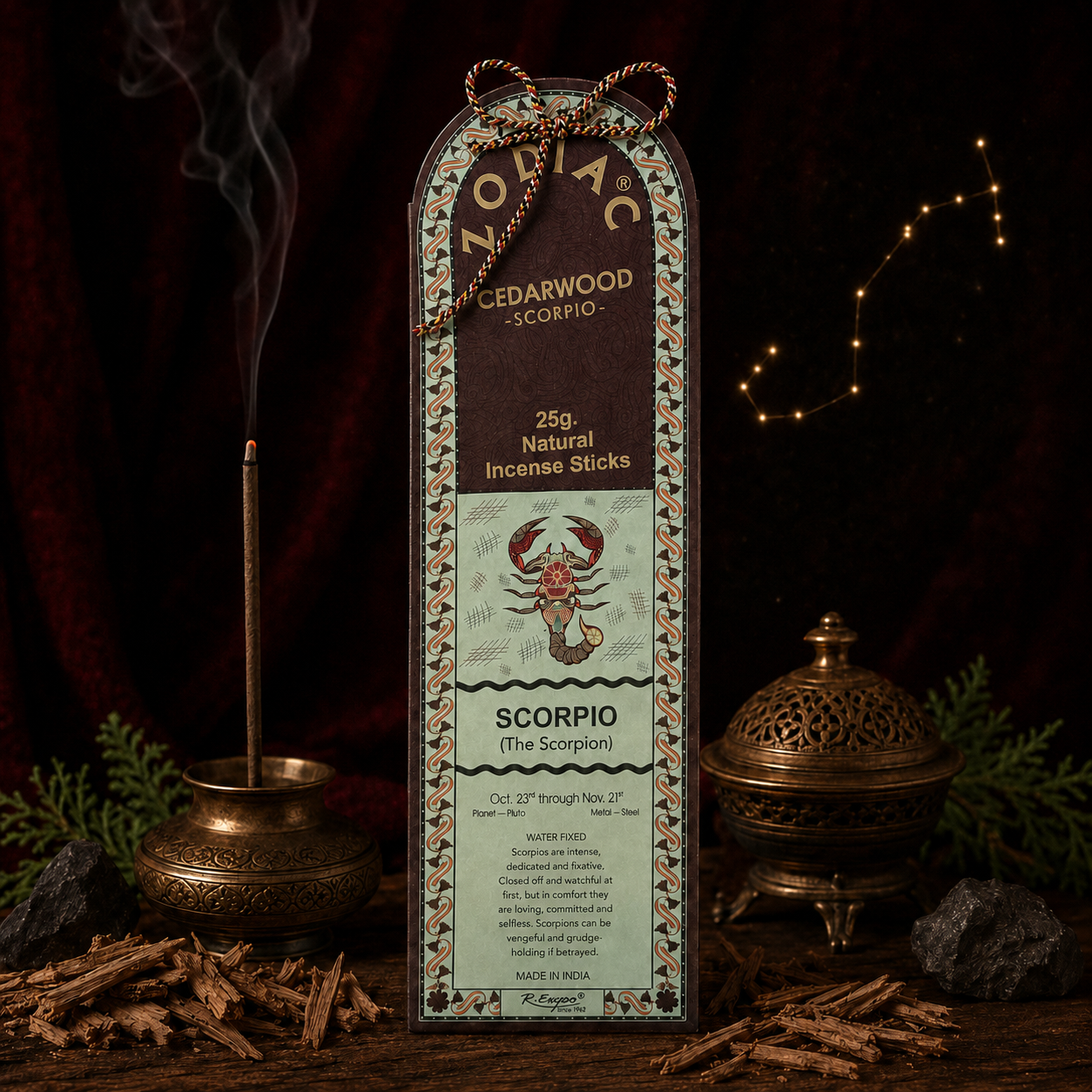 Song of India Scorpio Cedarwood Zodiac Incense Sticks – 25g