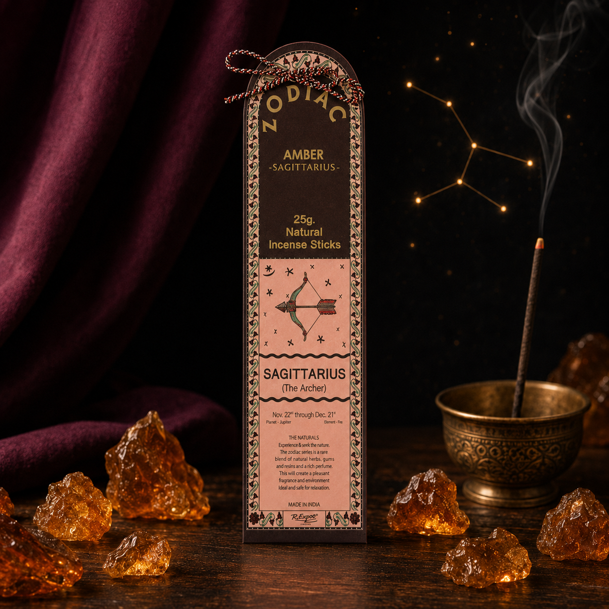 Song of India Sagittarius Amber Zodiac Incense Sticks – 25g