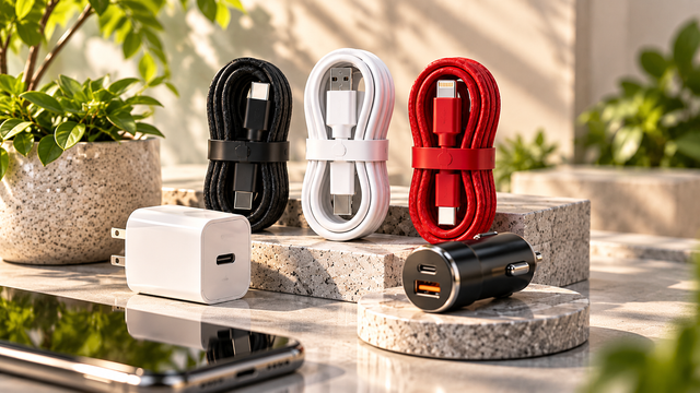 <h1>Phone accessories and charging,<br/> available by the case.</h1>
