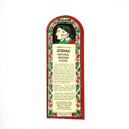 Song of India Gemini Night Queen Zodiac Incense Sticks 25g back