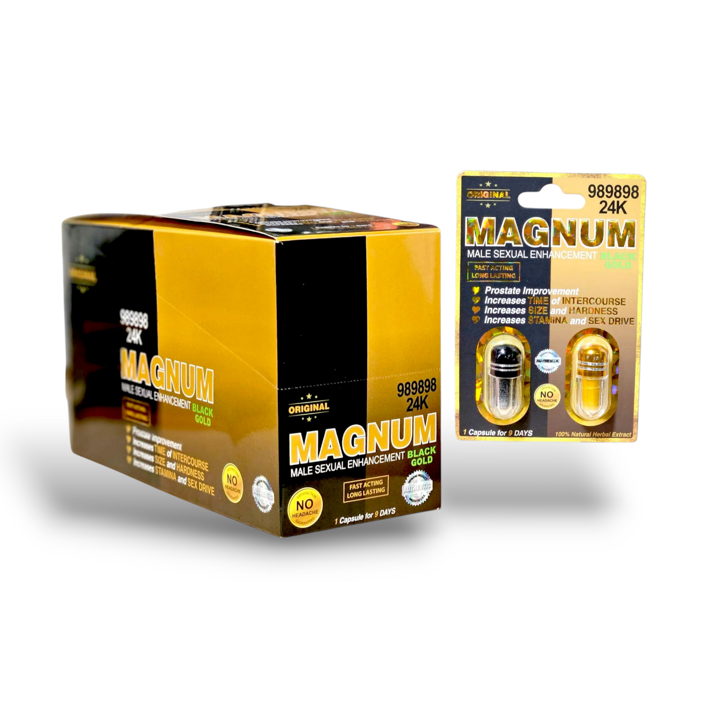 Magnum 989898 Black & 24K Gold Capsules – Sealed 2-Capsule Retail Pack| Item No: