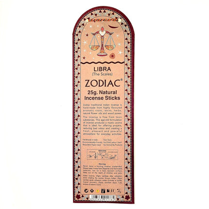 Song of India Libra Jasmine Zodiac Incense Sticks 25g back