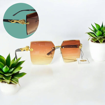 Luxury Brand Leopard Metal Fashion Sunglasses For Women