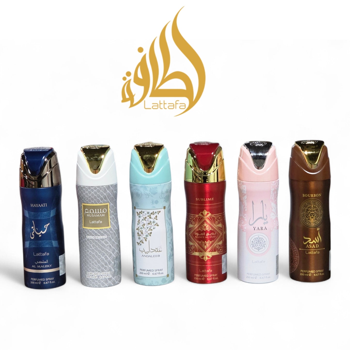 Lattafa Perfumed Body Spray Variety Pack – 6 Assorted Fragrances, 200ml Each