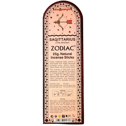 Song of India Sagittarius Amber Zodiac Incense Sticks 25g back