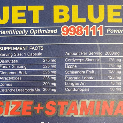 Jet Blue 998111 Power Capsules – Box of 20 Individually Sealed Adult Supplement Packs| Item No.: 1567