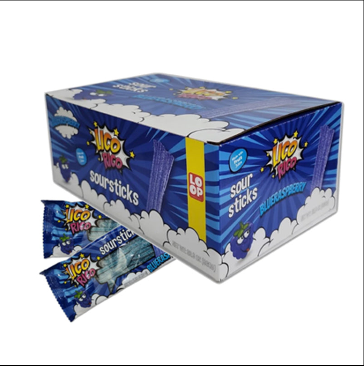 Lico Rico Blue Raspberry Sour Stick 2.82oz (80g) 12ct