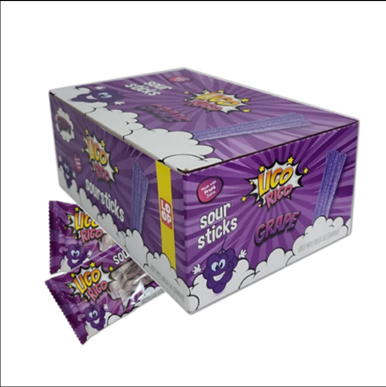 Lico Rico Grape Sour Stick 2.82oz (80g) 12ct