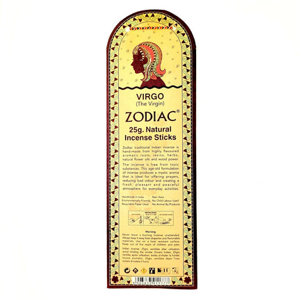 Song of India Virgo Lemongrass Zodiac Incense Sticks 25g back