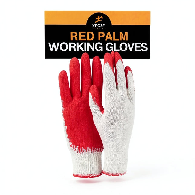 Work Gloves Red/White Palm 10ct