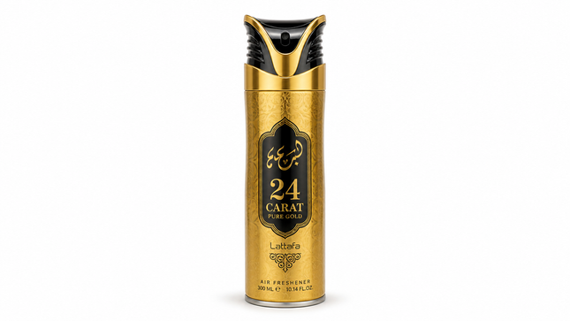 Lattafa 24 Carat Pure Gold Air Freshener Spray 300ml | Arabian Oud Home Fragrance Wholesale