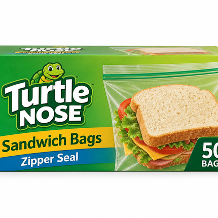 Turtle Nose Sandwich Bags (Zipper Seal) 50ct