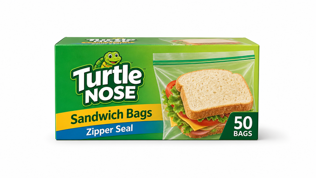 Turtle Nose Sandwich Bags (Zipper Seal) 50ct
