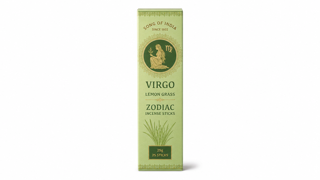 Song of India Virgo Lemongrass Zodiac Incense Sticks | 25g, 25 Sticks