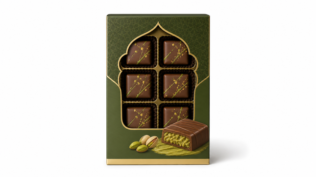 Premium Dubai Chocolate – Milk Chocolate with Pistachio Cream (6pcs, 200g)