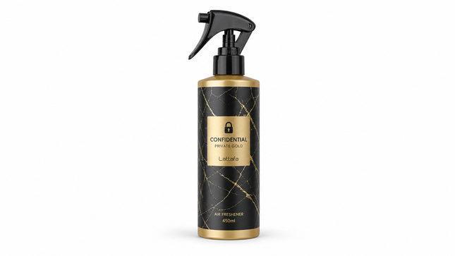 Lattafa Confidential Private Gold Air Freshener Trigger Spray 450ml | Arabian Home Fragrance Wholesale