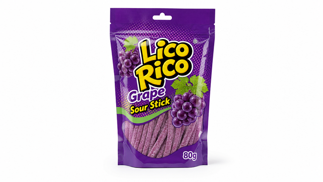 Lico Rico Grape Sour Stick (80g) 12pcs
