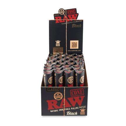 Raw Cones 3pk Black King Size 32ct