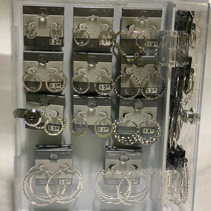 4-Way Hoop Earring Display Case – Gold & Silver, Up to 14-Inch Large Hoops | 144-Count (Item #1060)