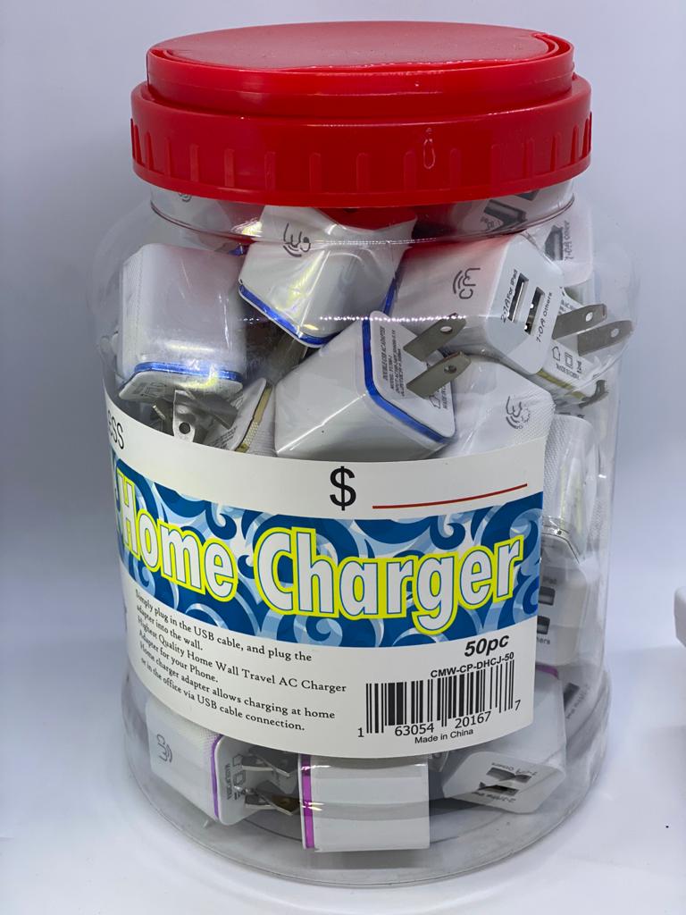 50-Pack Compact Single-Port USB-A Wall Chargers – Assorted Colours #1337