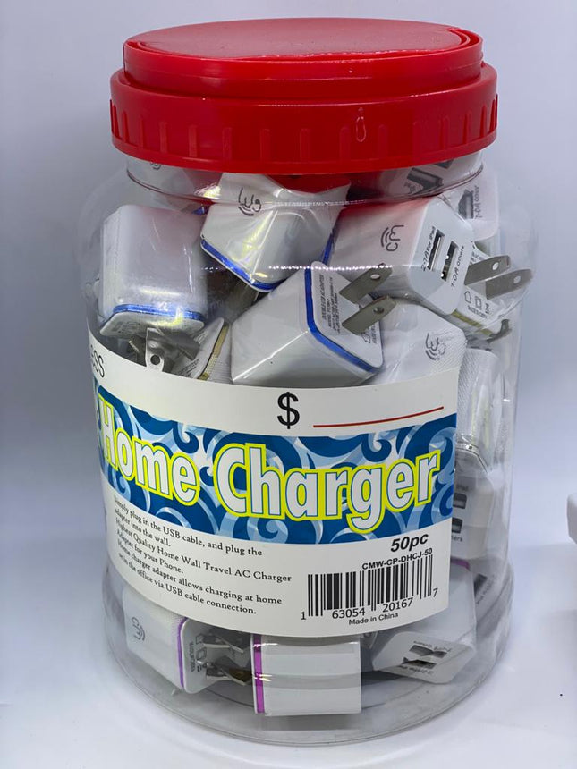 50-Pack Compact Single-Port USB-A Wall Chargers – Assorted Colours #1337