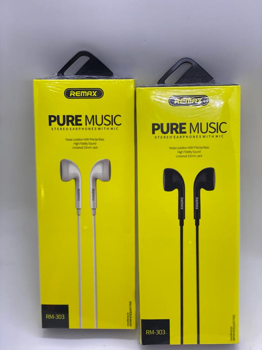 Pure Music Stereo Earphone Black / White Remax 1 ct. #1634