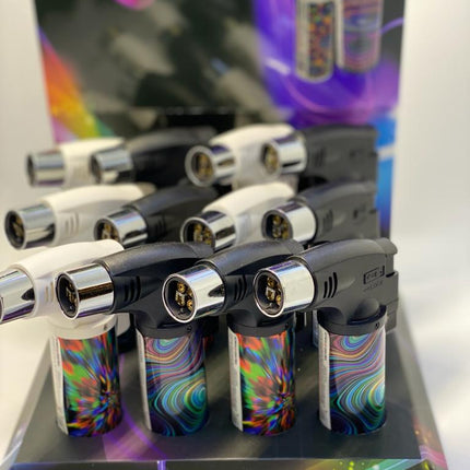 Techno 4-Torch Lighter – Quad Flame Butane Torch, Assorted Designs | 2-Count (Item #1647)