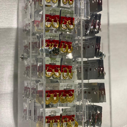 Gold & Silver Earring Display Case – 4-Sided, 12-Inch | 144-Count Retail Earring Display (Item #2182)