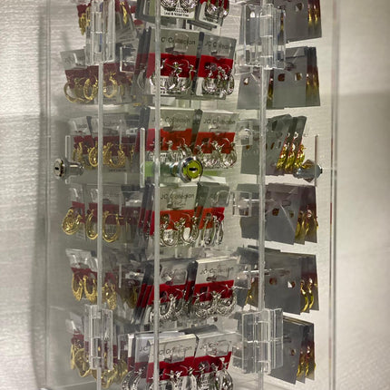Gold & Silver Earring Display Case – 4-Sided, 12-Inch | 144-Count Retail Earring Display (Item #2182)