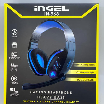 iNGEL IN-968 Gaming Headset – 7.1 Surround Sound, Heavy Bass, LED Lights & Foldable Design