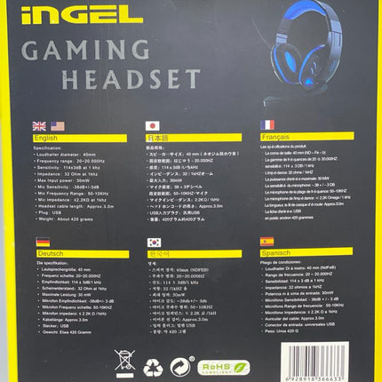 iNGEL IN-968 Gaming Headset – 7.1 Surround Sound, Heavy Bass, LED Lights & Foldable Design